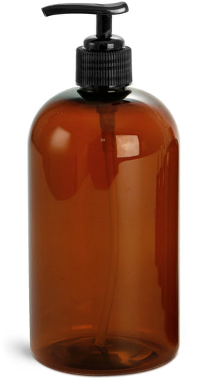 500 ml Bouteille plastique ambré - Pompe Noire