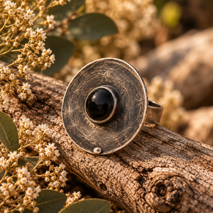 Bague en verre noir