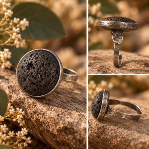 Bague en pierre volcanique