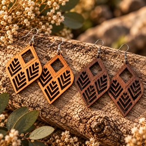 Boucles d'oreilles en bois Losange