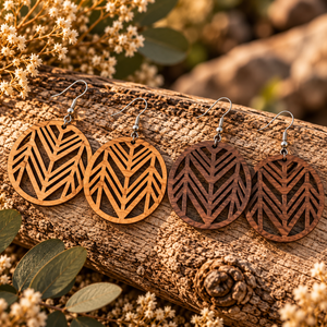 Boucles d'oreilles en bois ronde Géo