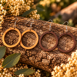 Boucles d'oreilles en bois grands anneaux