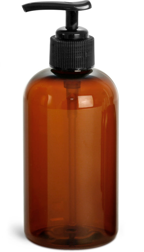 120 ml Ambré plastic bottle - Black lotion pump