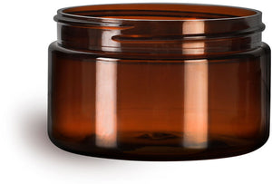 120 ml jar Cosmo Plastic Amber with black lined metal cap