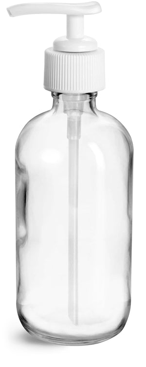 250 ml Bouteille verre clair pompe blanche